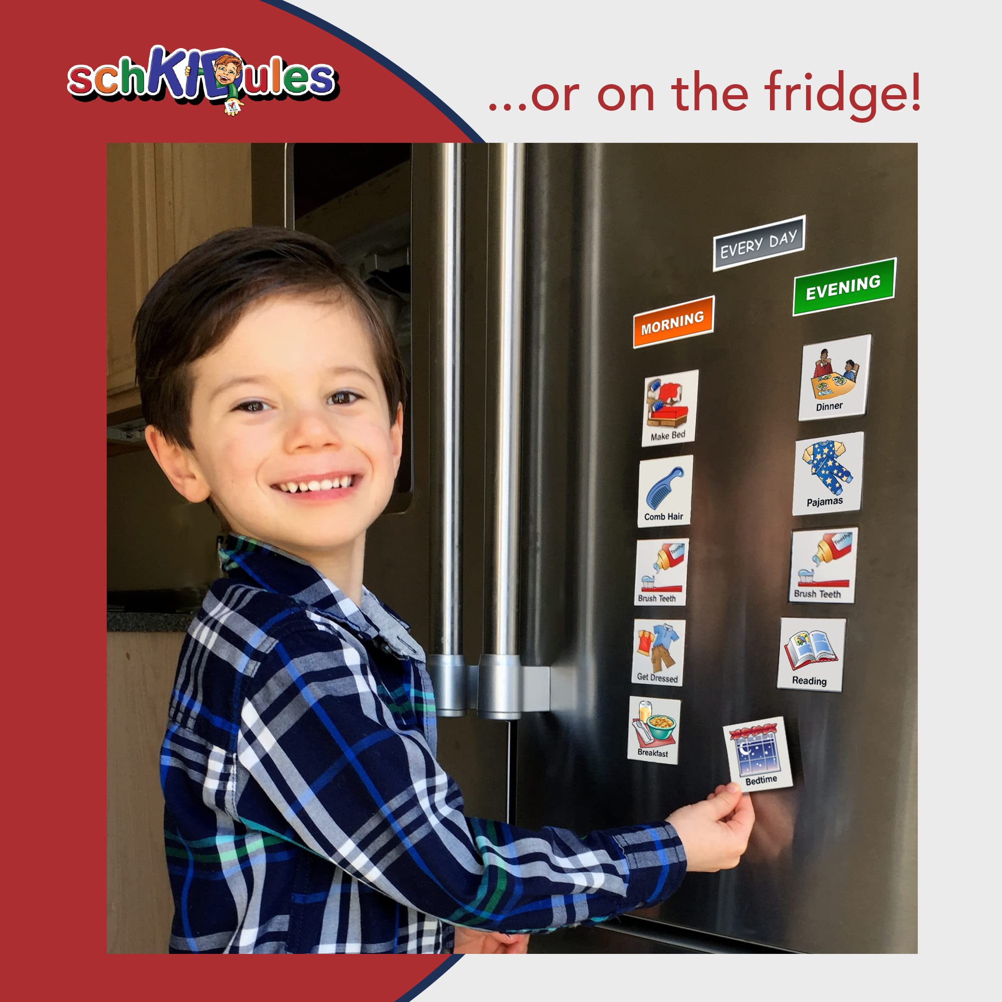 Amazon.com: SchKIDules Visual Schedule For Kids 153 Pc Deluxe Magnet  Collection Box Set 132 Magnetic Activity Icons & 21 Headings For Home,  School, Preschool, Special Needs (Great for Toddlers, Children & Autism) :