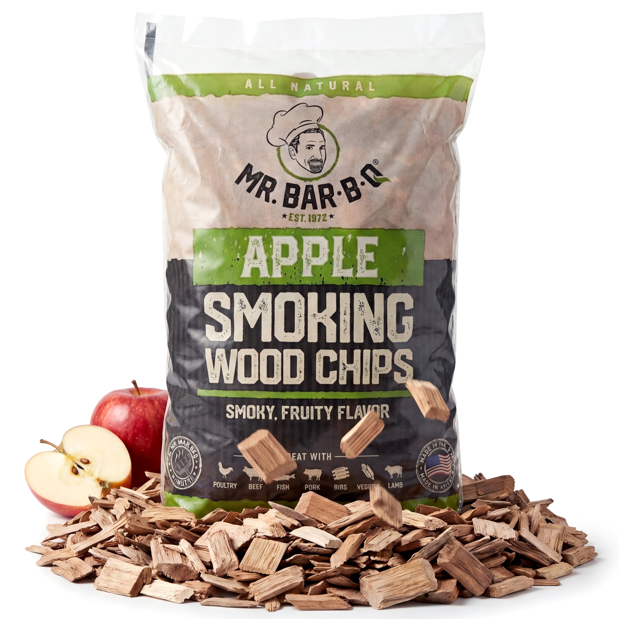 Mr. Bar-B-Q Apple Wood Smoker Chips, 100% Natural Flavor, 1.8 Lb Bag