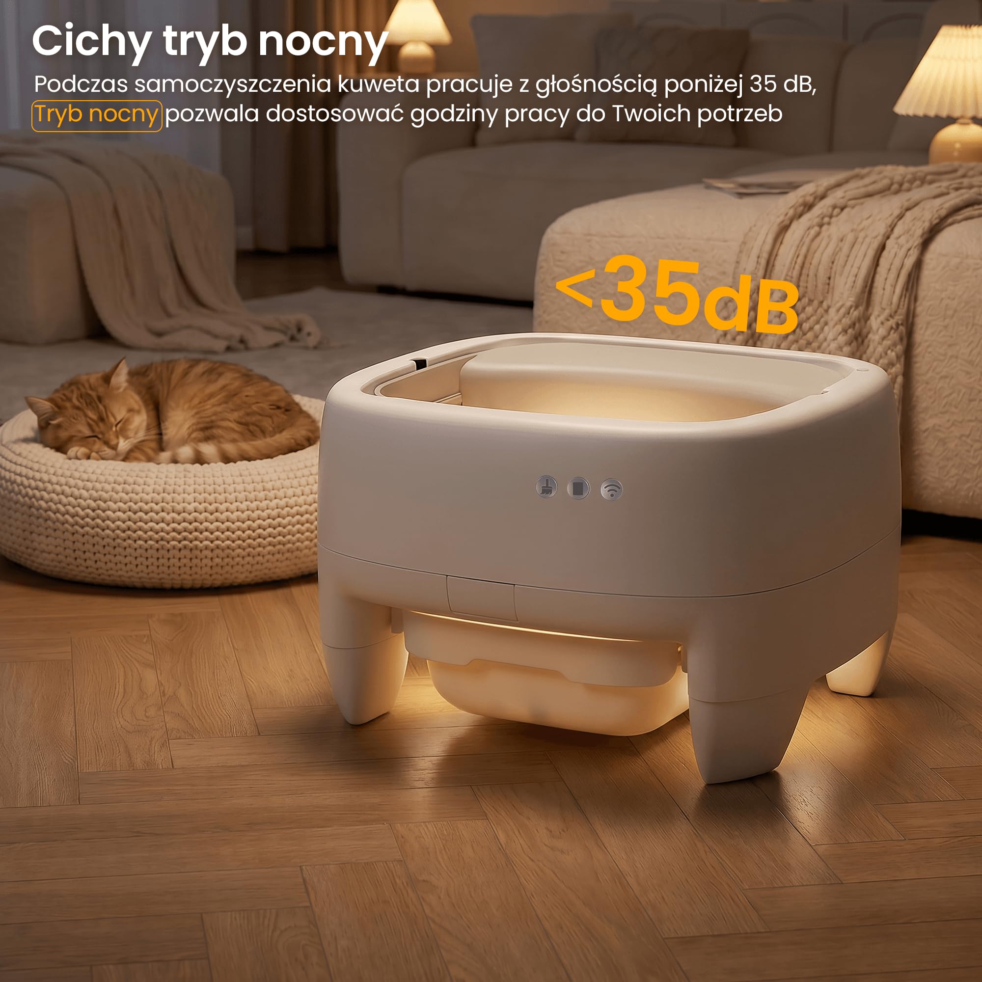 Devoko Samoczyszczący kuweta dla kotów XXL – otwarty design dla dużych
