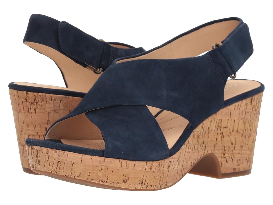 

Clarks Maritsa Lara (Navy Suede/Cork) Women's Wedge Shoes