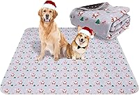 Vista 14 de Aitmexcn Almohadilla lavable de Navidad para perros, 2 almohadillas de Navidad de 31 x 36 pulgadas, súper absorbentes, reutilizables, almohadillas