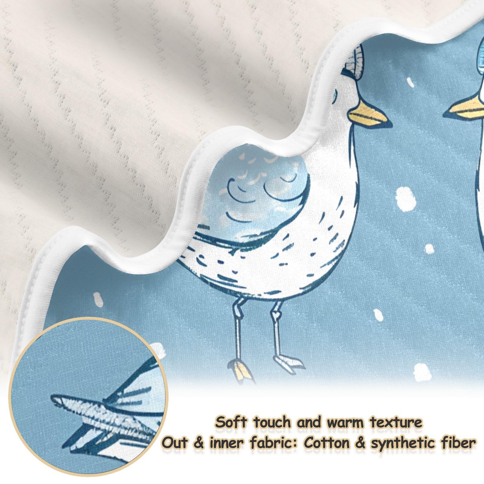 Wassud Seagulls Wearing Hats Soft Baby Blanket for Boys Girls 30 x 40 Inch Toddler and Newborn Essential Lightweight Cozy Blanket for Nursery Travel Stroller