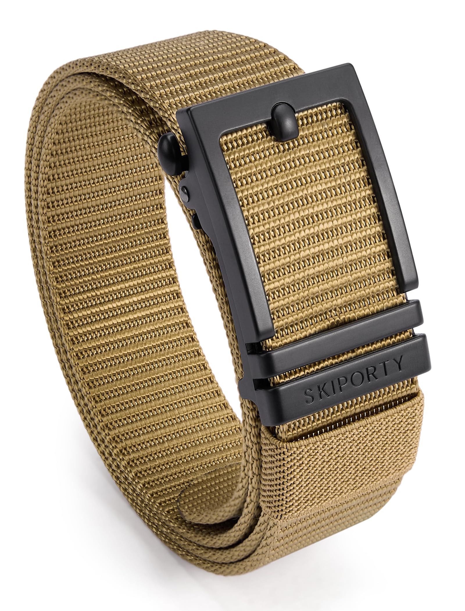 SKiporty Mens Tactical Belt, Military Nylon Web Work Belts, Ratchet Golf Duty Belt with Automatic Slide Buckle