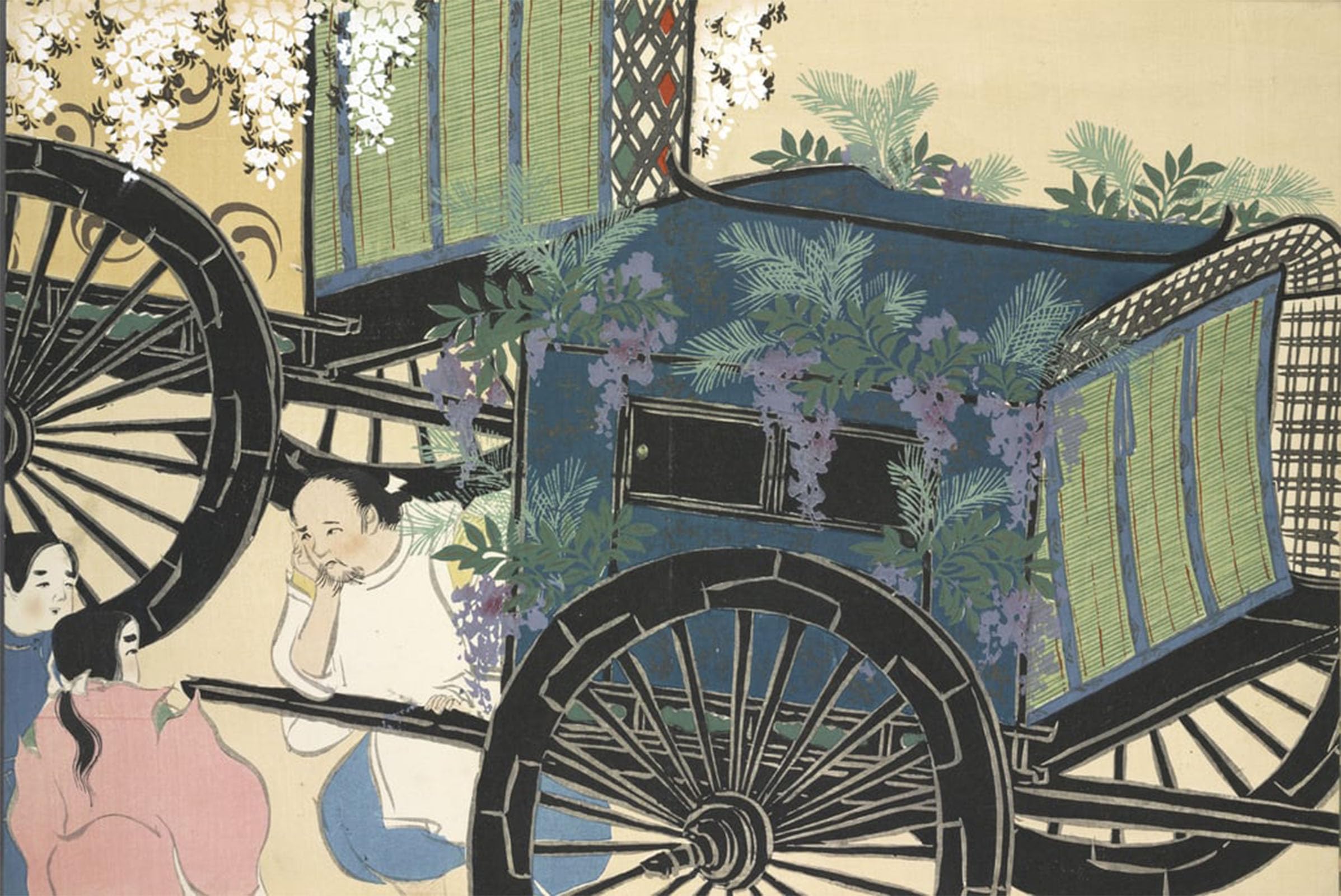ARTXLXXBN Famous Print Painting Colorful Art Print Hanazashi Guruma From Momoyo Gusa Vol Ii by Kamisaka Sekka Canvas Art Decorations for Home Decor 60x90cm