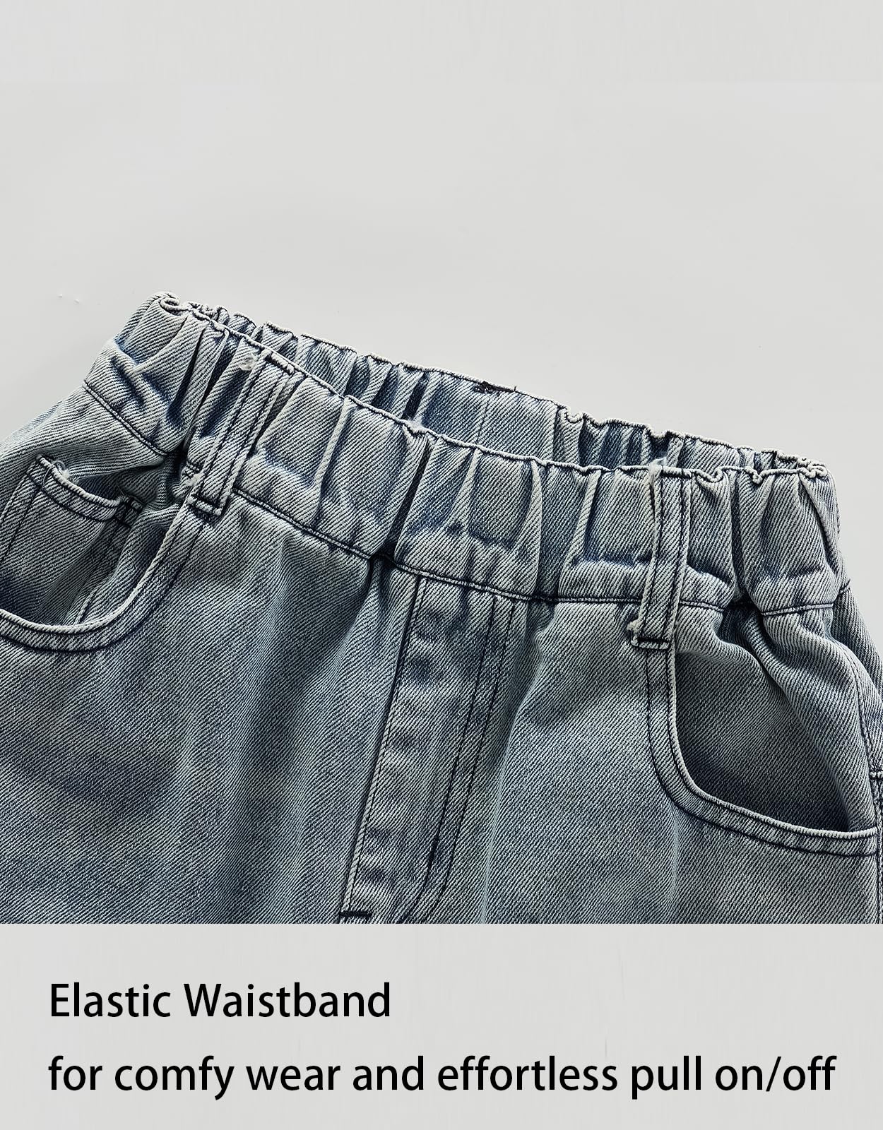 Pantalones de Mezclilla Rasgados Husky para niños, Pantalones de Cintura elástica para la Escuela y el Juego