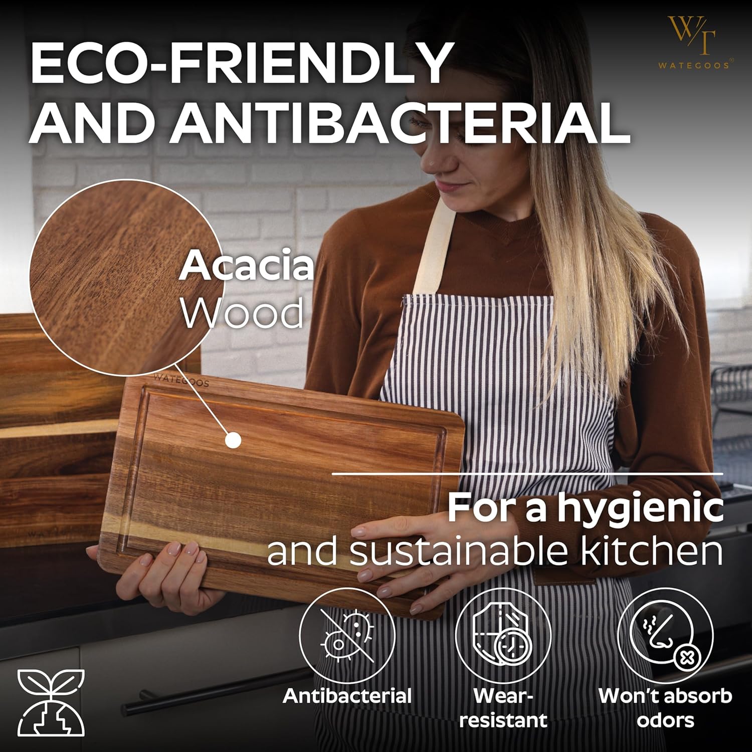 2 Pack Acacia Wood Cutting Board for Kitchen Meal Prep & Serving - Large & Small Chopping Boards Set with Juice Grooves - Charcuterie & Chopping Butcher Block - Eco-Friendly Wood for Gift
