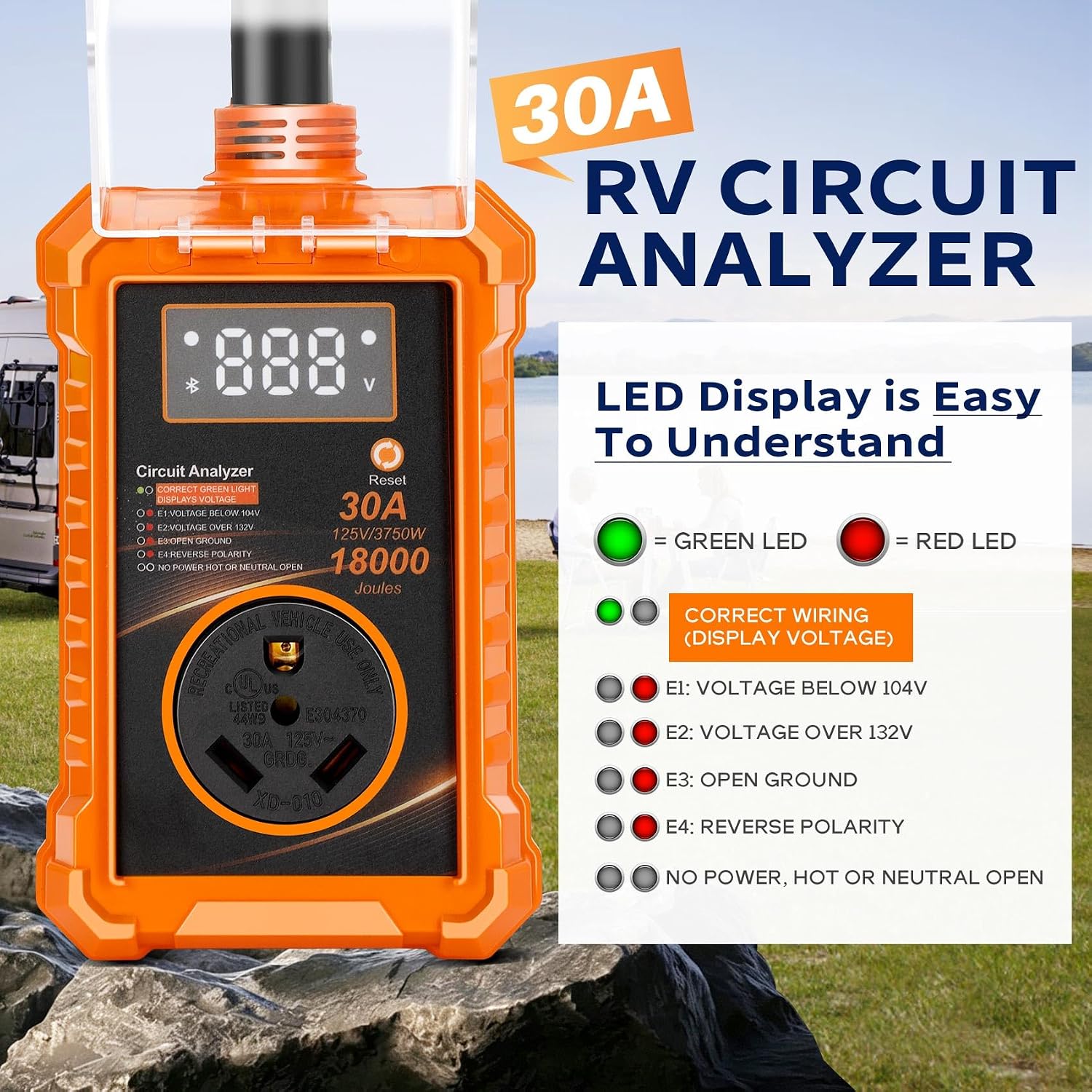 New RV Surge Protector 30 Amp Weatherproof with Bluetooth &Smart App-18000J image 5