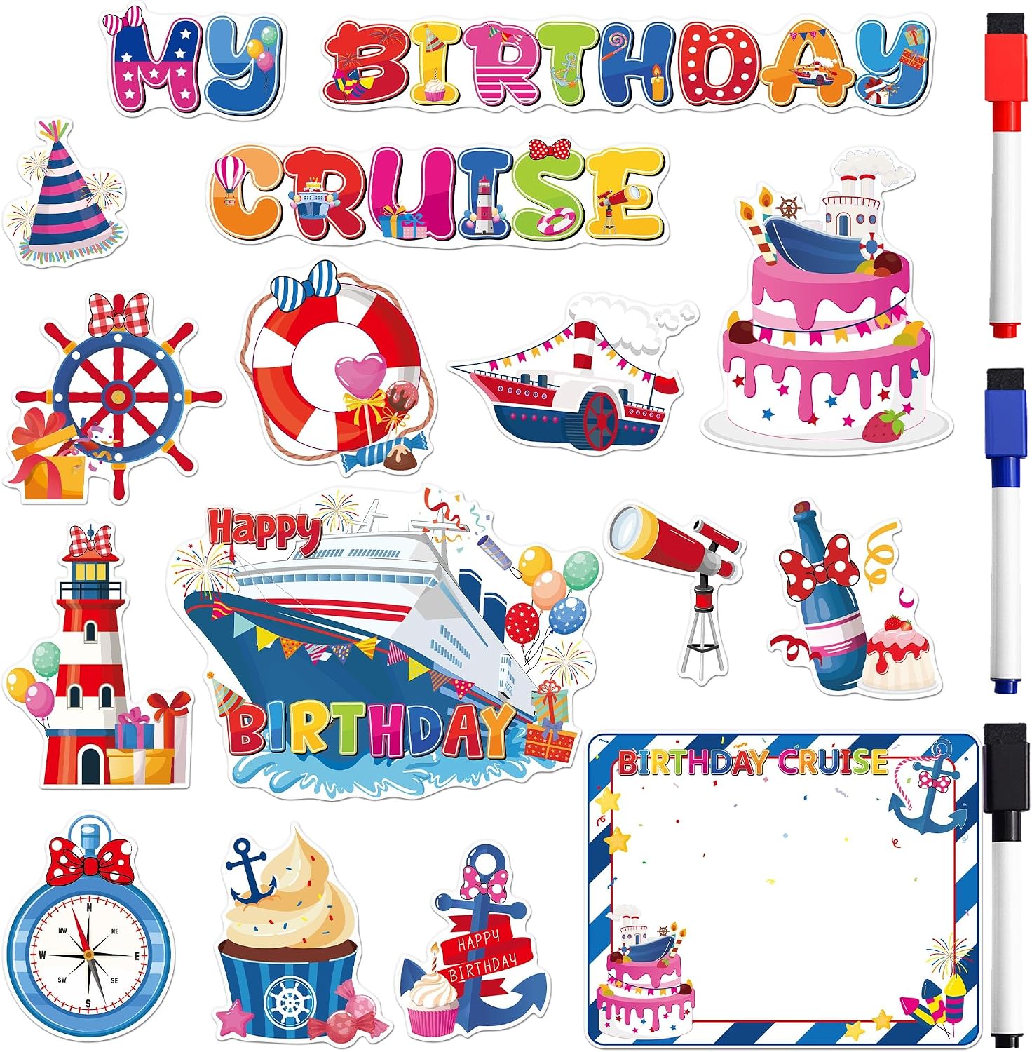 7 Pcs Funny Quote Girls Trip Cruise Door Magnets
