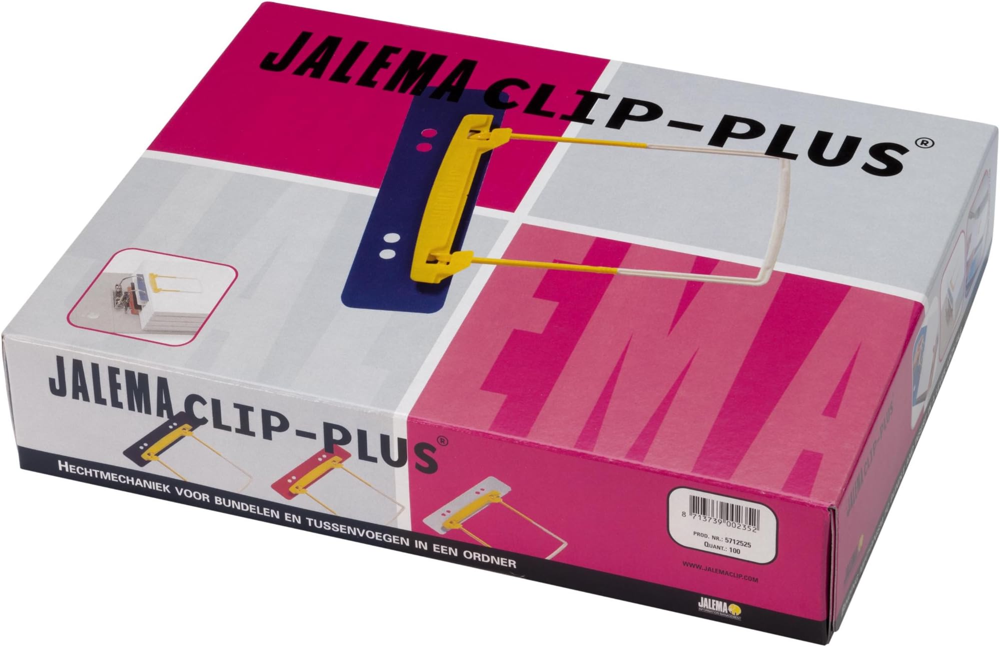 Jalema Clip Plus 5712525 Filing Clips Assorted Colours Pack of 100 Yellow/White
