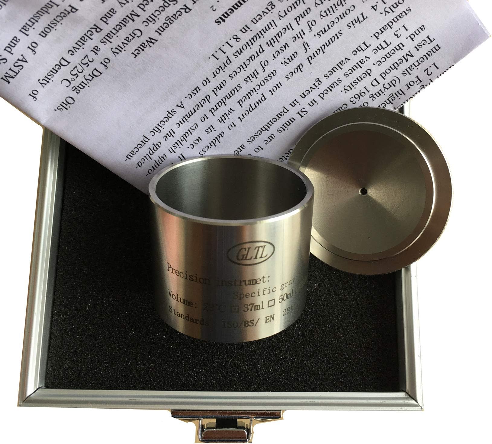 GLTL Specific Gravity Cup - Paint Density Tester for Coatings/Varnish | ASTM/DIN/ISO Compliant | Stainless Steel Corrosion-Resistant Lab Equipment (37ml)