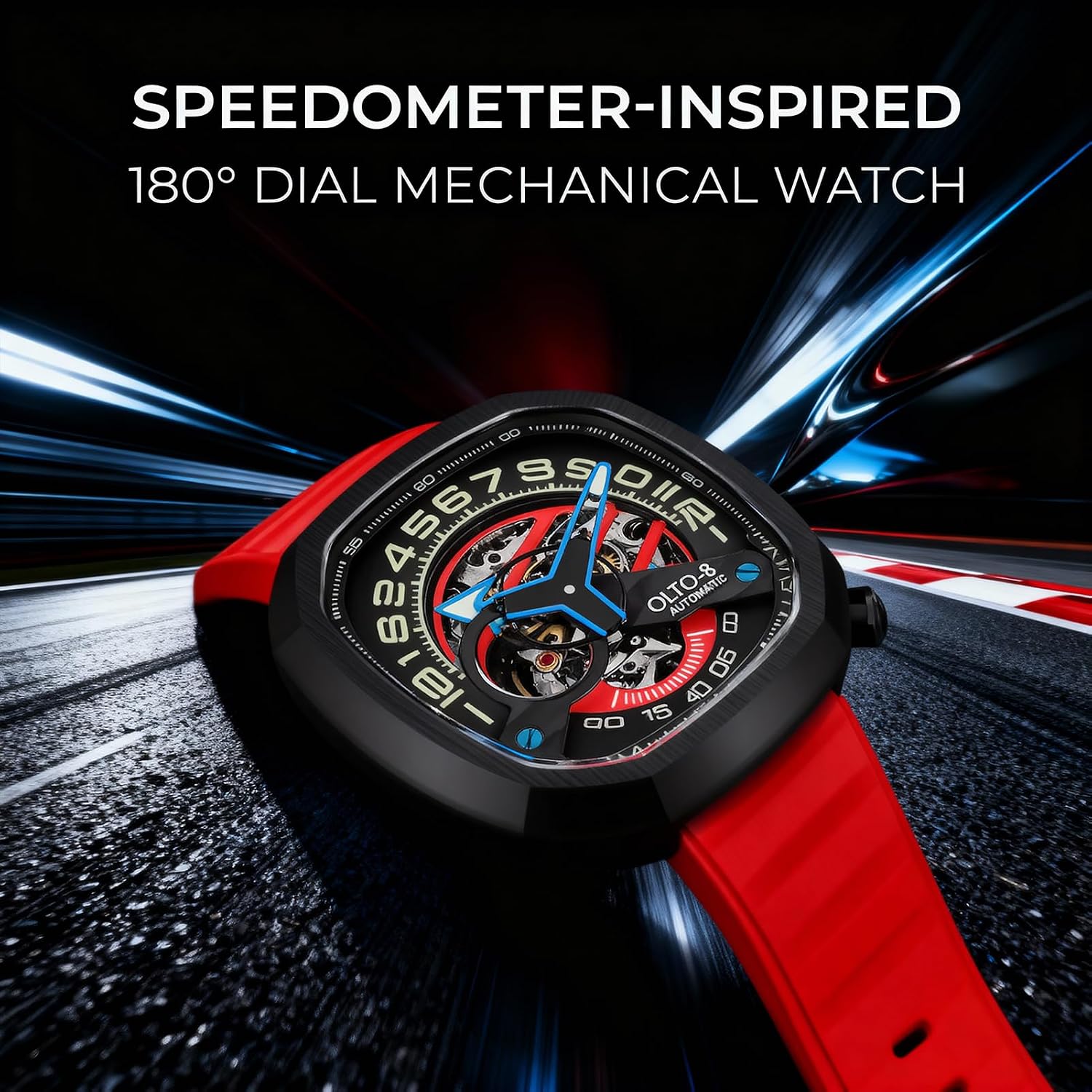 Automatic Luxury Skeleton Watch, Infinity II RPM-Style Stainless Steel 50 Meters Waterproof
