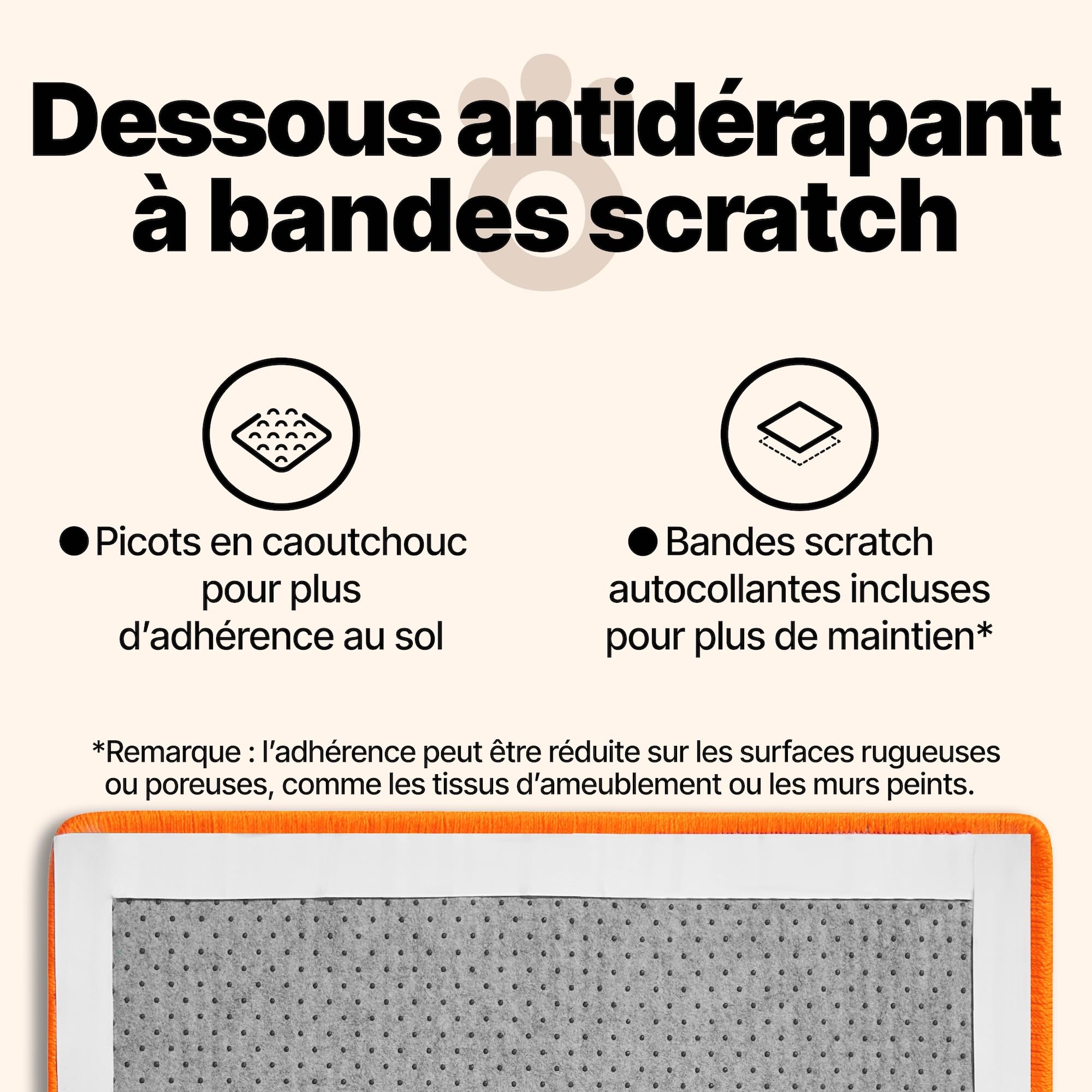 Tapis griffoir pour Chats – Tapis en sisal Naturel, résistant et Multifonction, avec Motif Empreintes, Accessoire Robuste et décoratif (Orange, 60 x 40 cm)