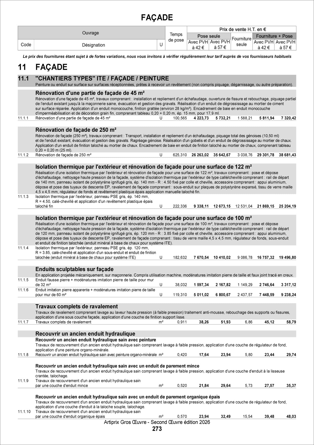 Artiprix 2026 - Bordereau de prix Gros Oeuvre & Second Oeuvre: Artisans & Entreprises du BTP chiffrez rapidement & précisément vos travaux en neuf et en rénovation