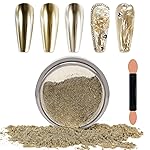 Laza Chrome Nail Powder Mirror Effect Metallic Dust Holographic Glitter Glazed Manicure Decoration Reflective Pigment for DIY Gel Polish Nail Art, Resin Craft, Gifts - Silver Gold