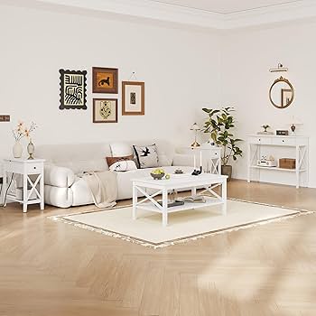 Amazon.com: ChooChoo White Coffee Table Classic X Design for