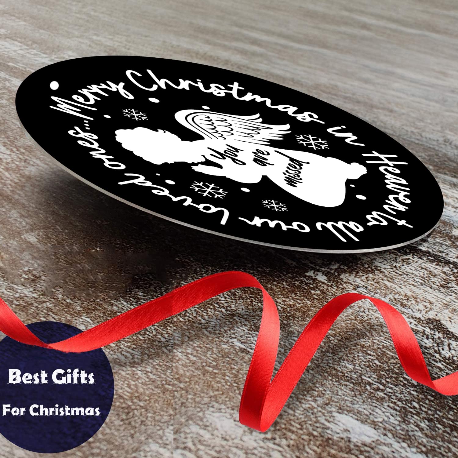 Merry Christmas in heaven Poem Ornament Xmas Tree hanging Decoration Memorial Plaque Gift in memory of loved ones in heaven christmas decoration for christmas tree - Image 4