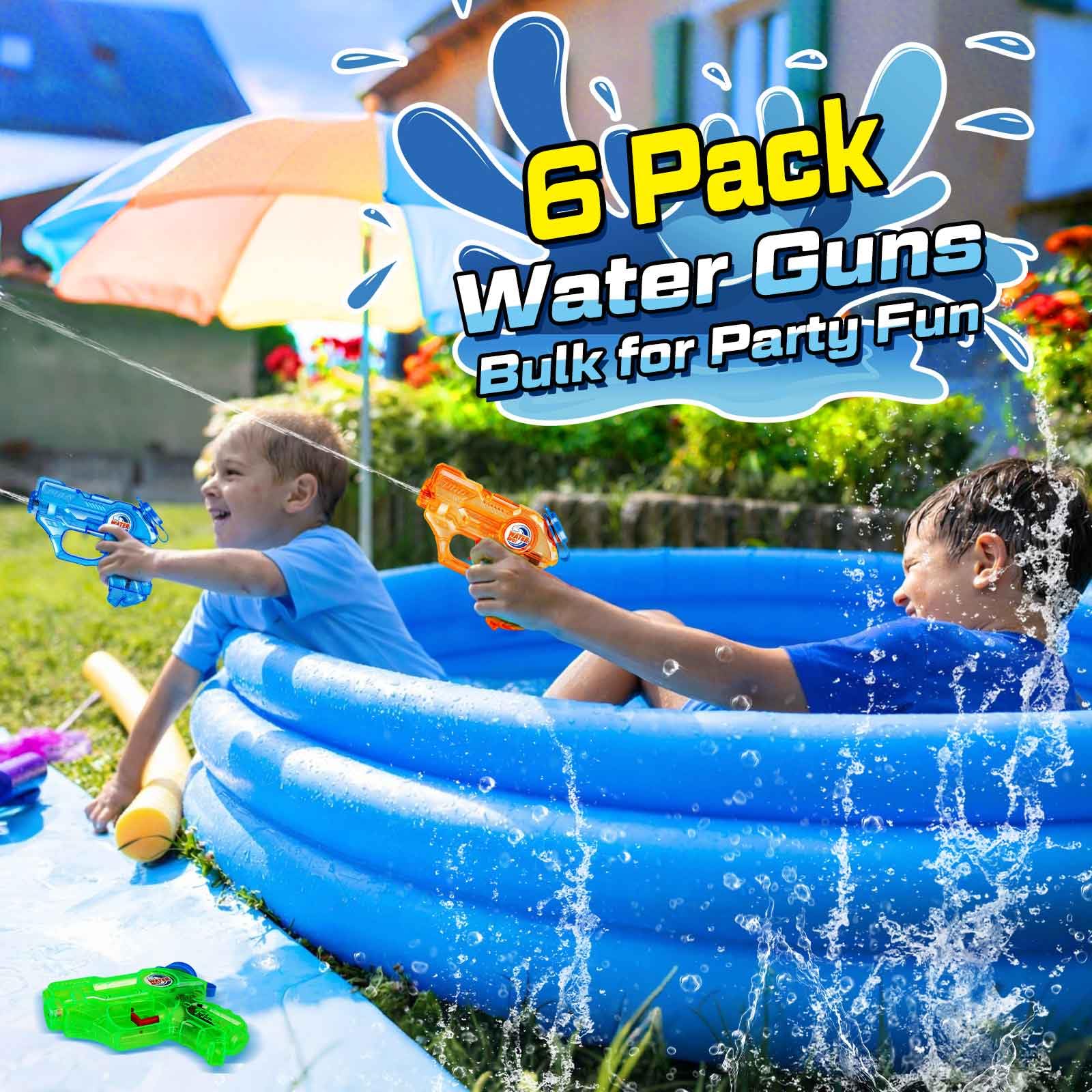Quanquer Water Gun Kids 6 Pezzi, Piccole Pistole a Spruzzo Gamma 7 Metri 150ml, Serbatoio dell'acqua Estiva Super Water Soaker Asser Gun per Giocattoli da Esterno Beach Pool Watergun (set da 6)