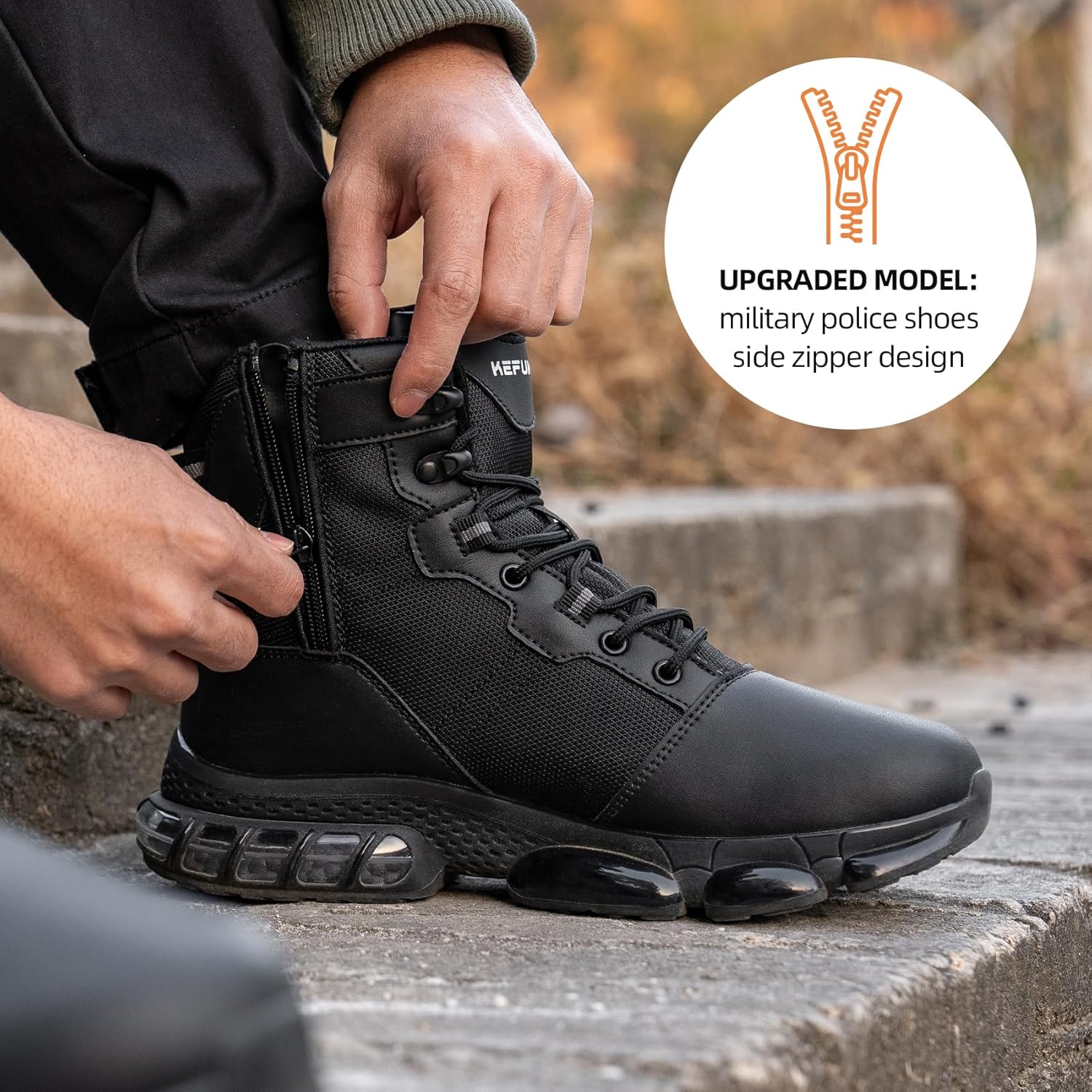 Military Tactical Work Boots Men Women Waterproof Non Slip Side Zipper Hiking Combat Motorcycle Boots Botas Militares Tácticas - Image 5