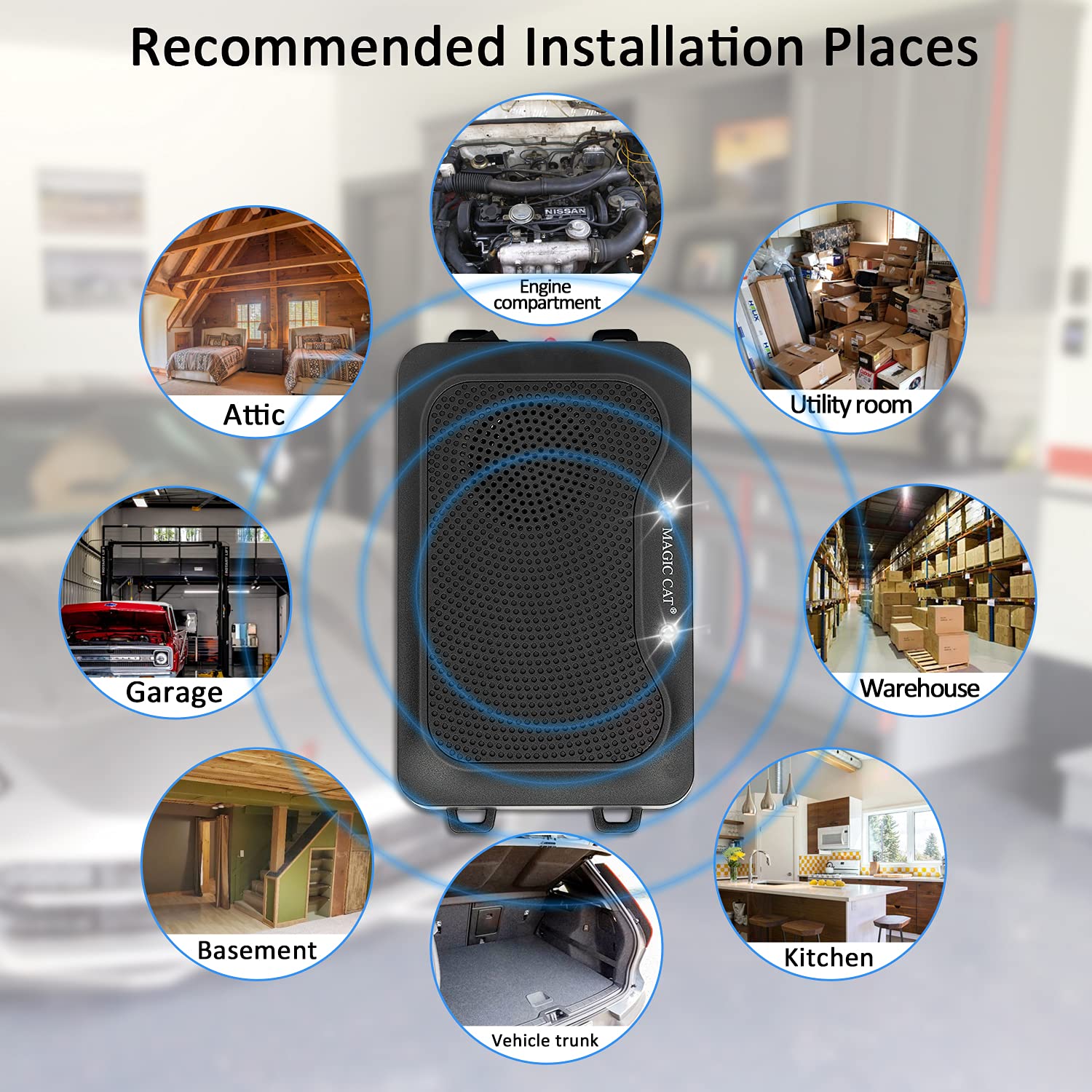 MAGIC CAT Under Hood Animal Repeller, Ultrasonic Waterproof Rodent