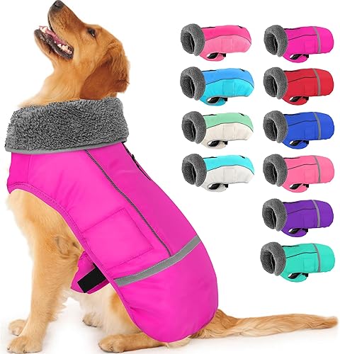Dogcheer Abrigo de invierno para perro, chaqueta impermeable para perro, abrigo de invierno ajustable con hebilla, chaqueta reflectante para perro,