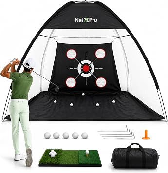 Golf Net for Backyard Practice 10x7ft Golf Hitting Net with Tri-Turf Mat, Multi-Target Zones, Carry Bag | Golf Practice Net for Driving, Chipping & Swing Training Indoor & Outdoor Use