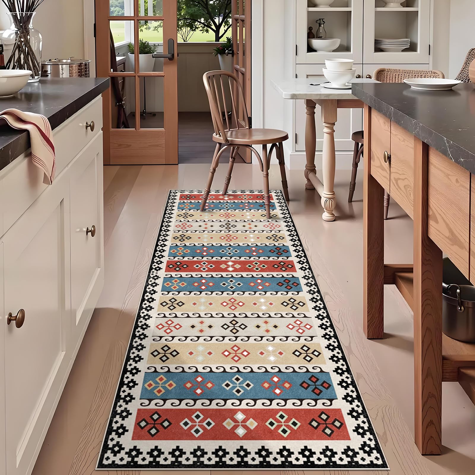 Alfombra de pasillo para decorar cocinas alargadas y proteger el suelo del dormitorio