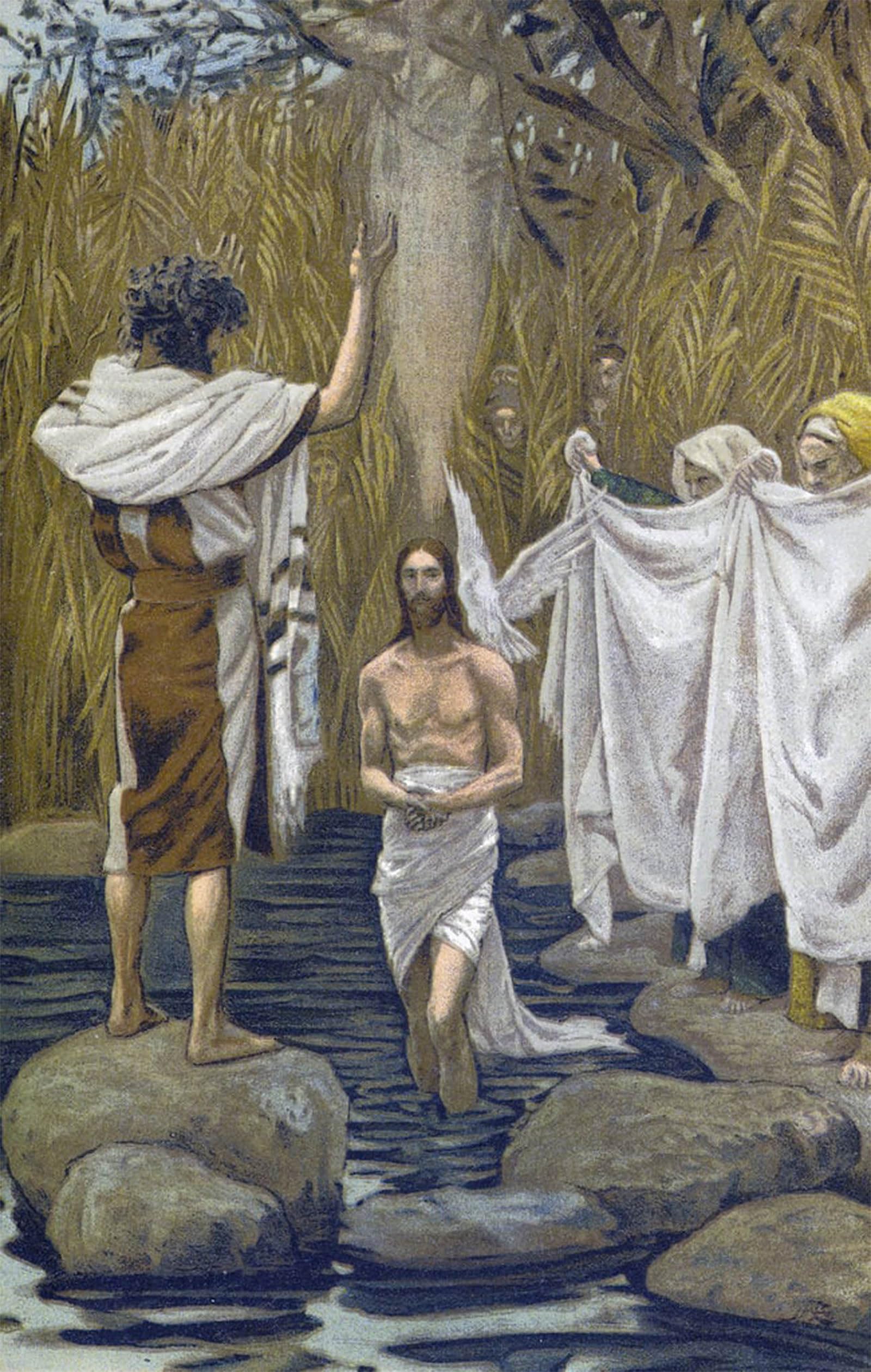 ARTXLXXBN Famous Print Painting Colorful Art Print the Bapteme of Jesus the Baptim of Jesus by Jacques Canvas Art Decorations for Home Decor 60x90cm
