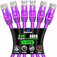 Vista 117 de Maximm Cable Ethernet Cat 6 de 10 pies (paquete de 6) - Cable LAN de alta velocidad, cable de Internet, cable de conexión y cable de red - UTP