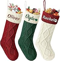 Vista 20 de Dreamdecor - Medias de Navidad personalizadas con nombre y monogramas, medias familiares de 18 pulgadas con placa de cuero para niños, 1 paquete