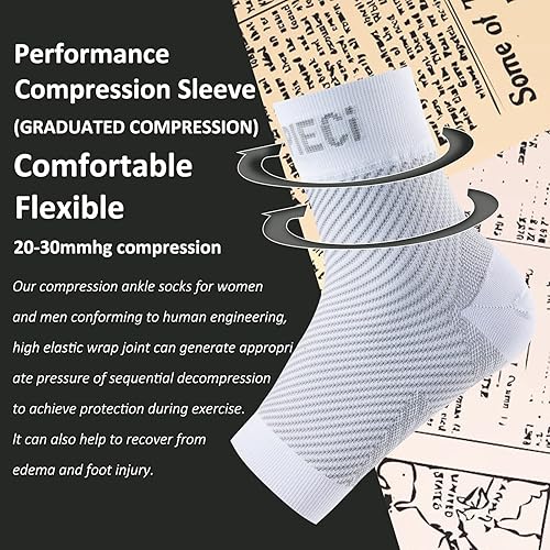 Miniatura 5 de Manga de compresión de tobillo con punta abierta, calcetines de compresión para el tobillo, soporte para fascitis plantar, soporte de tobillo para