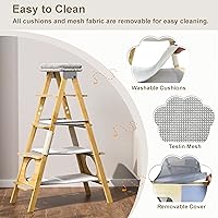 Vista 5 de GDLF Modern Wood Cat Tree Foldable Ladder Design with Hammock & Sisal Scratch Post, Solid Wood Tall Tower for Large Cat Easy Clean 60" H