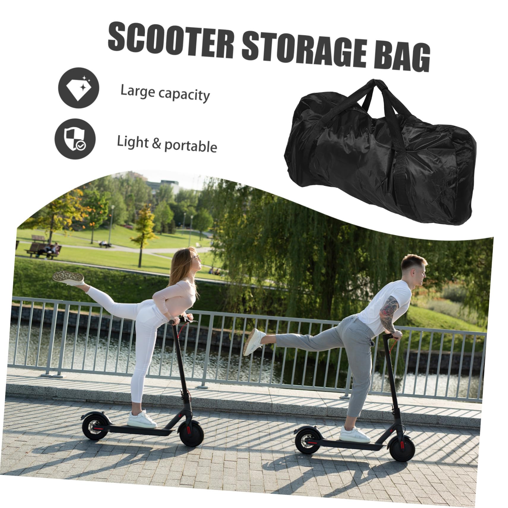 Sacoche de Transport pour Trottinette Électrique Étui de Rangement Oxford avec Poignée Portable Accessoire Pratique pour Organisation et Transport Extérieur