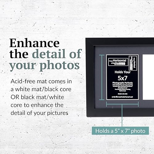 Miniatura 9 de Creative Letter Art Marco de fotos de madera flotante de 8 aperturas para fotos de 5 x 7 pulgadas, incluyendo collage de paspartú blanco de 10 x 40