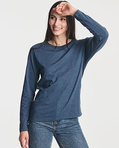 Miniatura 2 de Real Essentials Paquete de 4 camiseta de algodón de manga larga con cuello redondo para mujer (disponible en tallas grandes)
