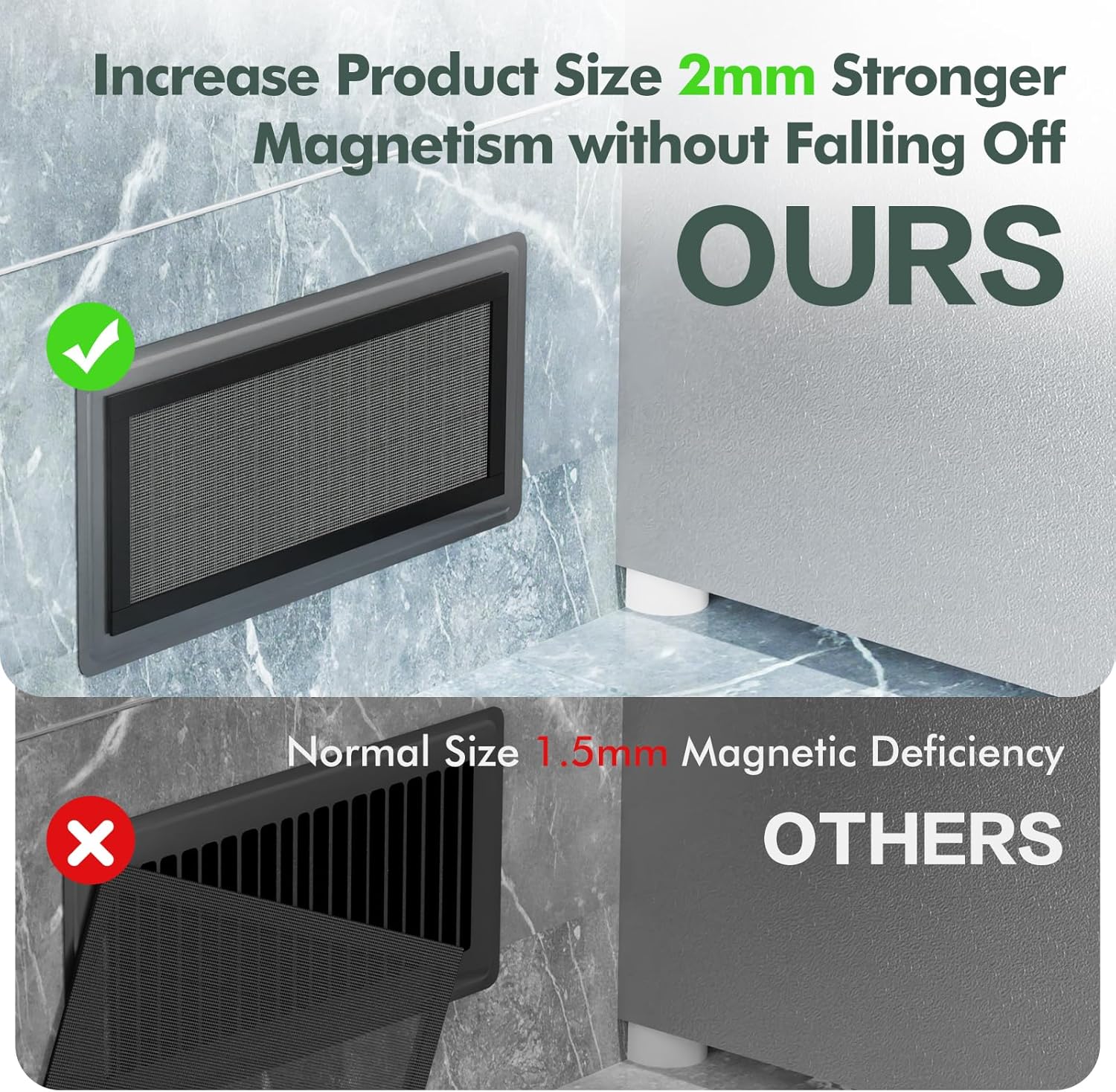 Floor Vent Covers, 4"x10" Strong Magnetic Air Vent Cover Filters, PVC Floor Register Vent Screens for Home Floor Wall Ceiling Catches Debris - 6 Pack