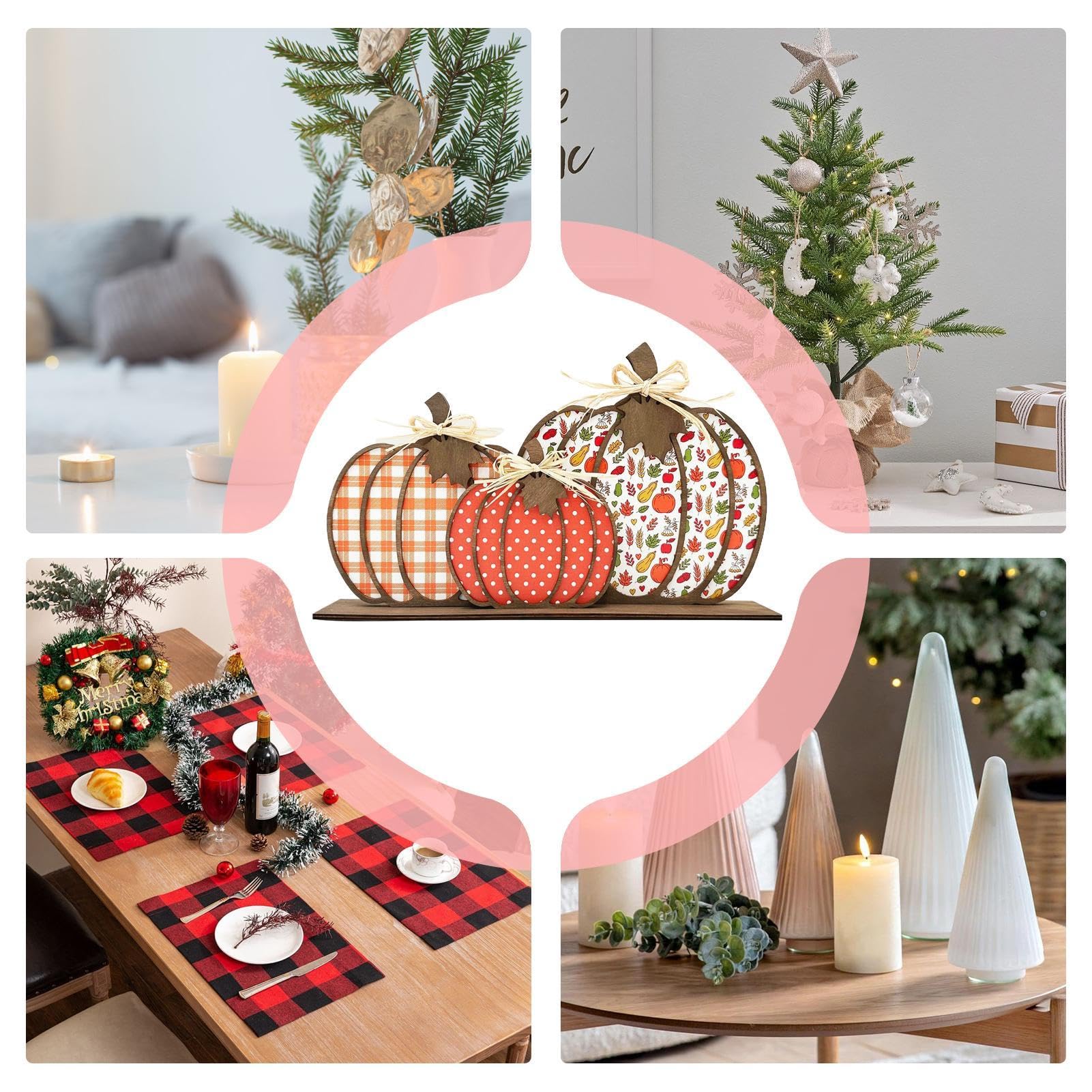 Set di decorazioni per vassoio a più livelli con zucca del Ringraziamento, cartello in legno di zucca, decorazione rustica in legno con camion di zucca autunnale, cartelli decorativi per casa, cucina