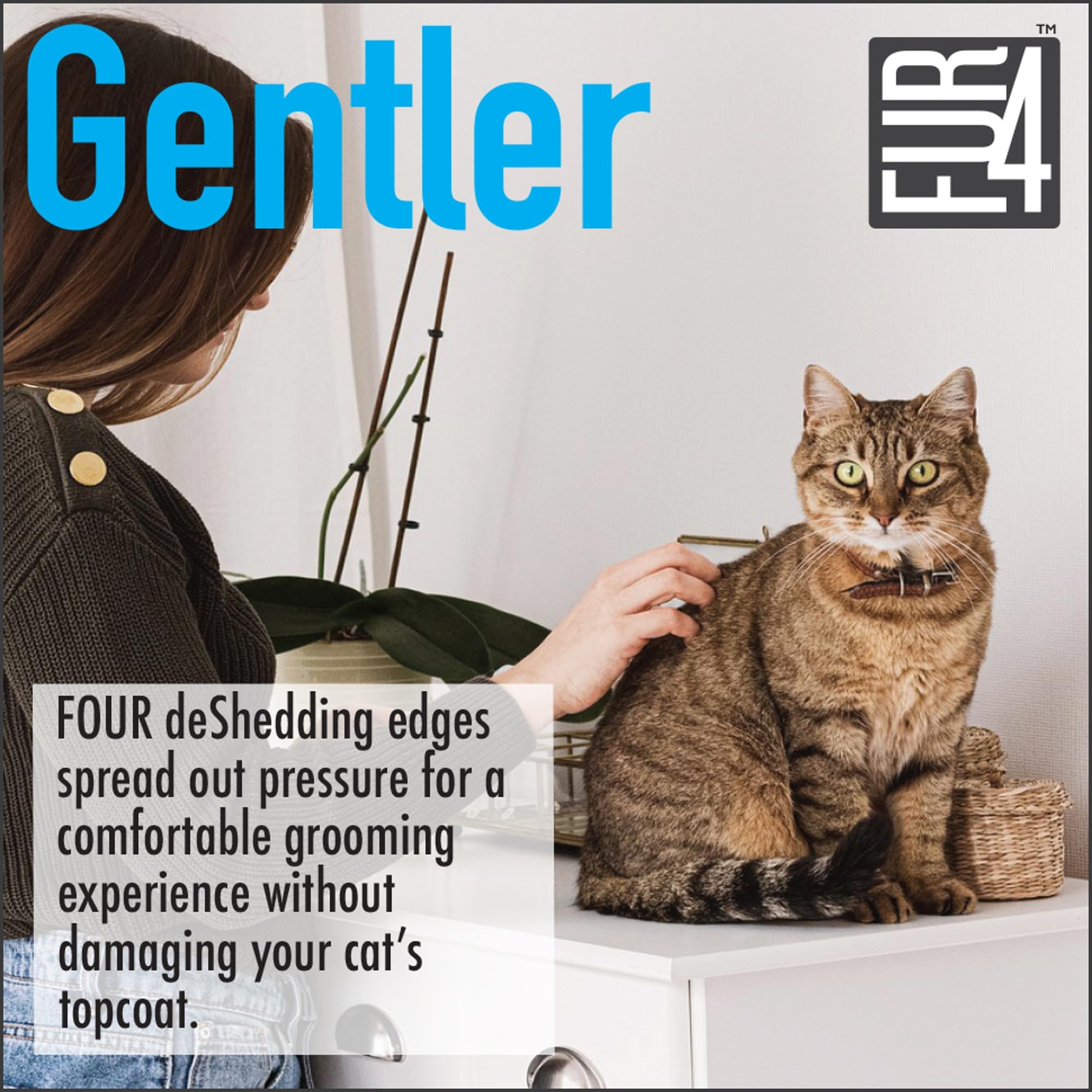 FUR4 Herramienta deShedding, gato de pelo corto