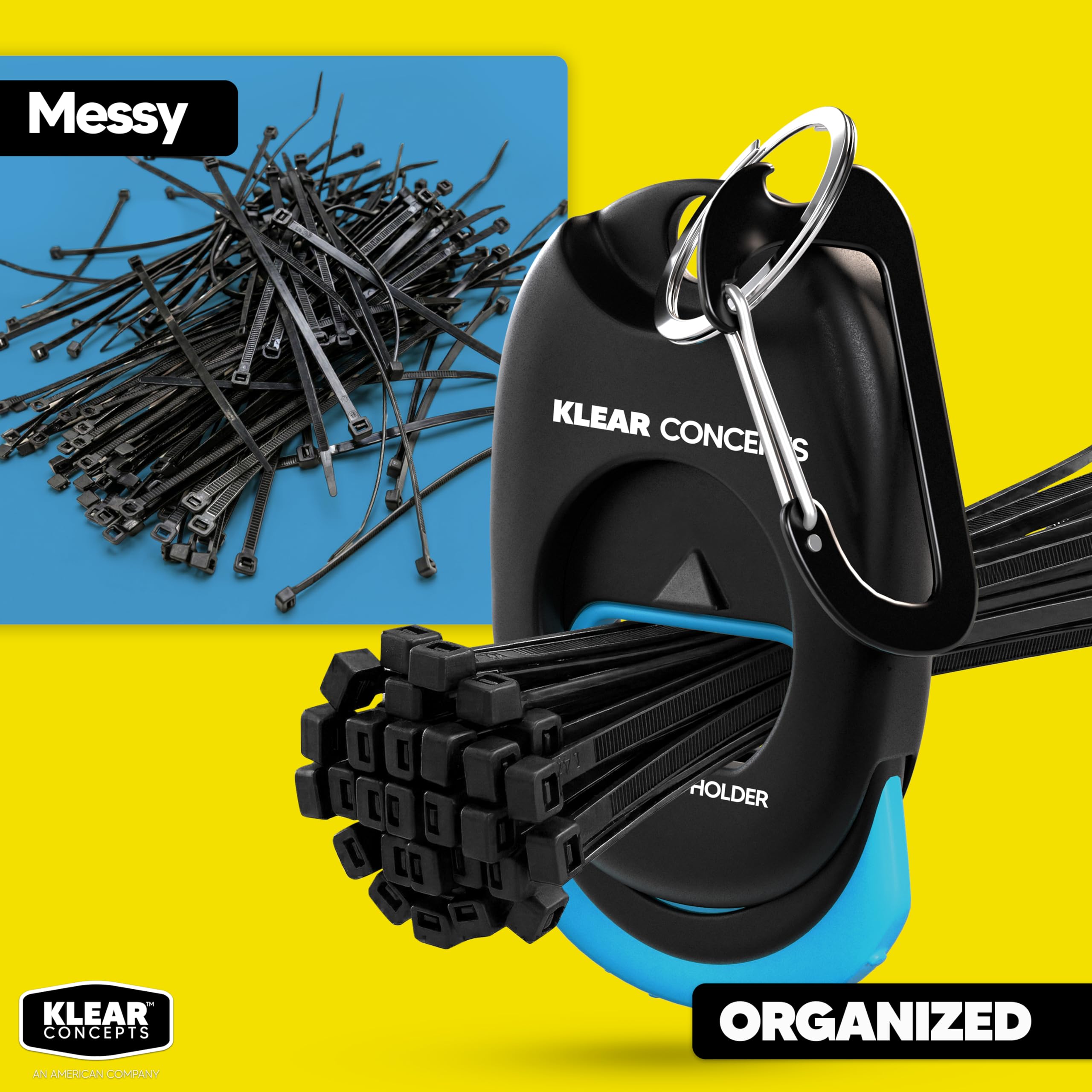 Kabelbinderhalter mit Karabiner, federbelasteter Kabelbinder-Organizer, Kabelmanagement-Werkzeuge für Elektriker und Mechaniker