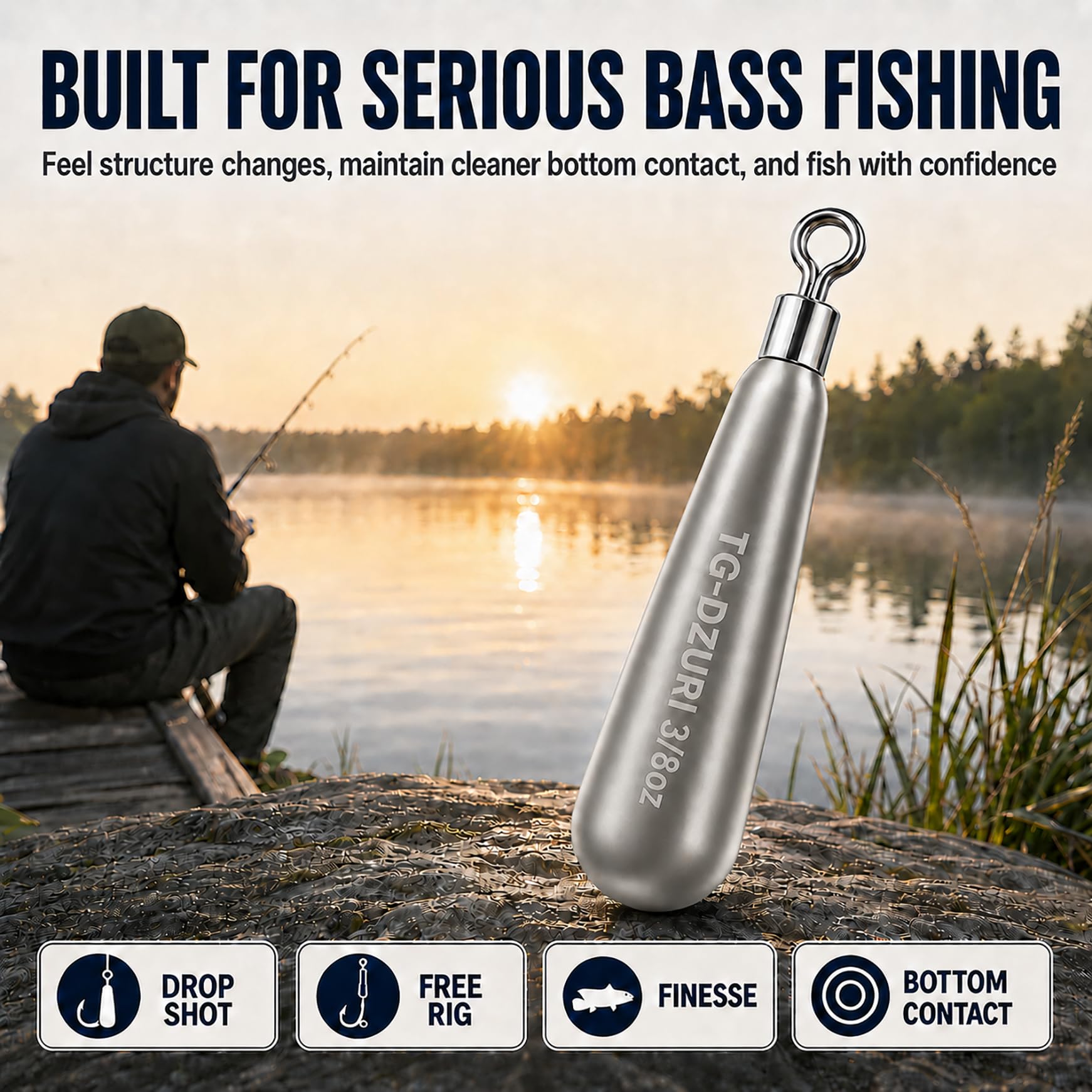 Pesi a goccia in tungsteno per pesca alla spigola, per pesca al tungsteno, con occhiello rotondo, sottile, ad alta sensibilità, dimensioni stampate, 3 colori, 3,5 g a 28,3 g