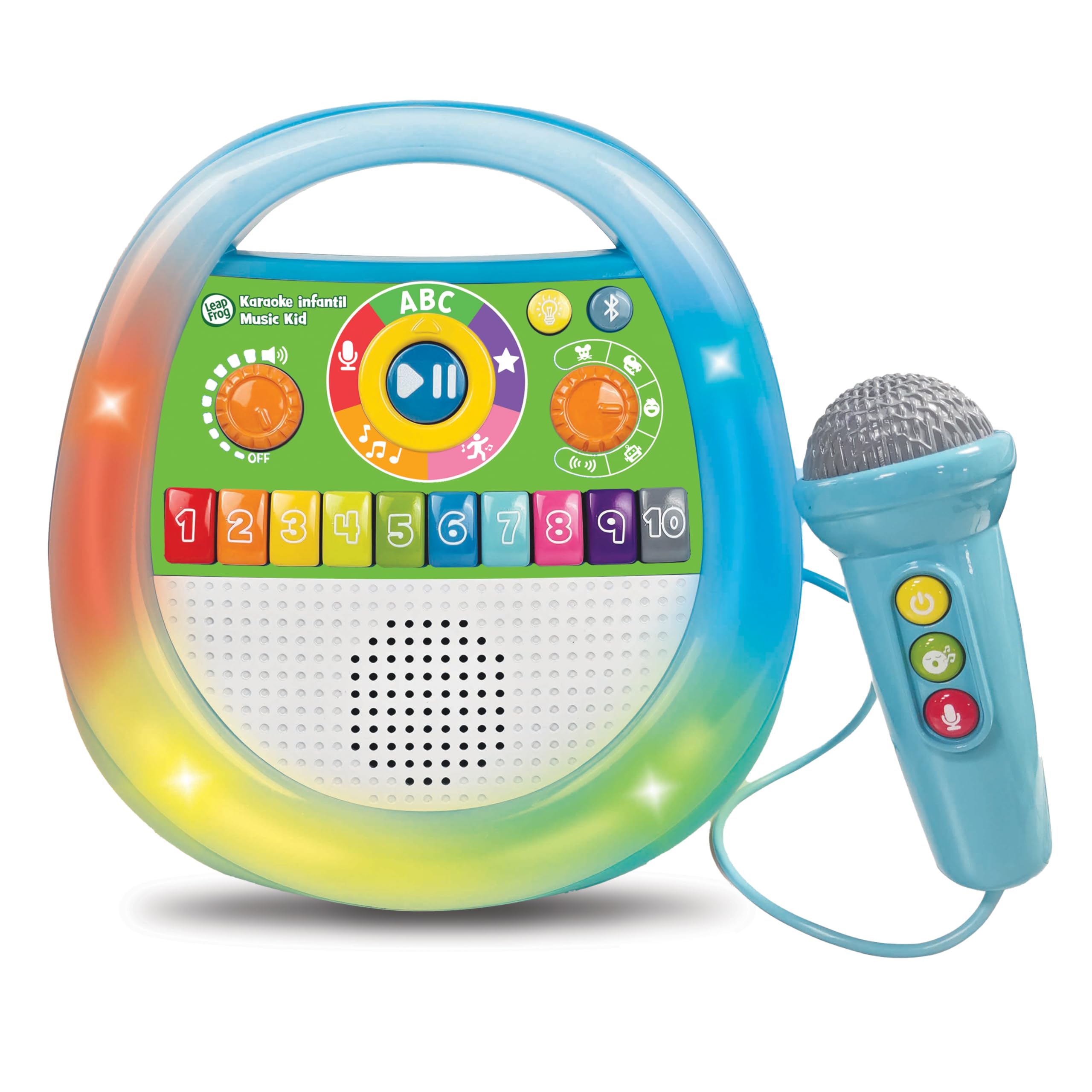 VTech Leapfrog Karaoke Infantil Music Kid, Juguetes Electrónicos Niños +2 Años, Bluetooth, Altavoz Interactivo, Asa Portátil, +40 Canciones y Melodías, Grabadora y Efectos de Voz, Versión ESP