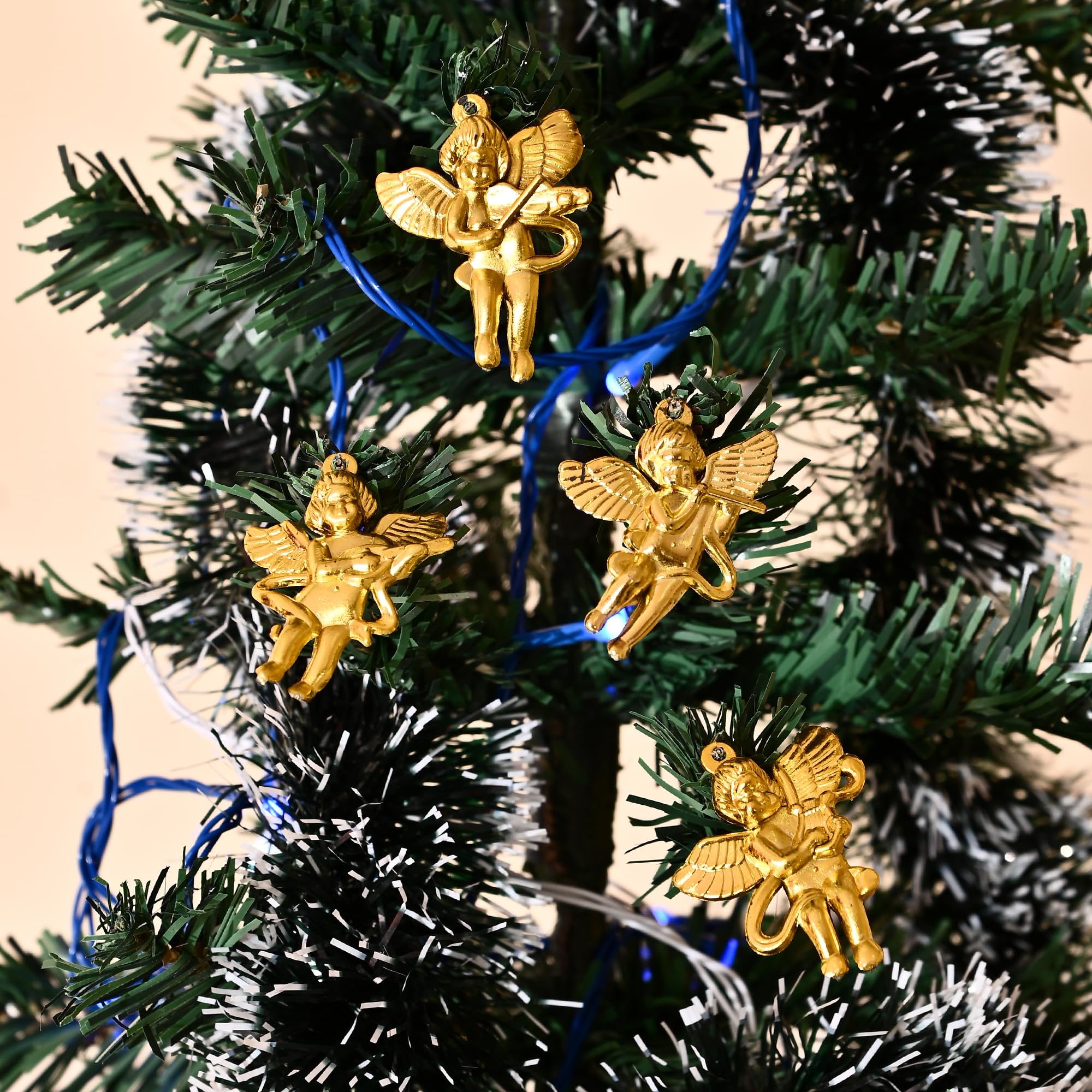 CraftVatika 6 Pcs Christmas Angel Hanging Ornaments for Xmas Tree Decoration, Christmas Miniature Angel Pendent Hanging for Christmas Tree, Golden