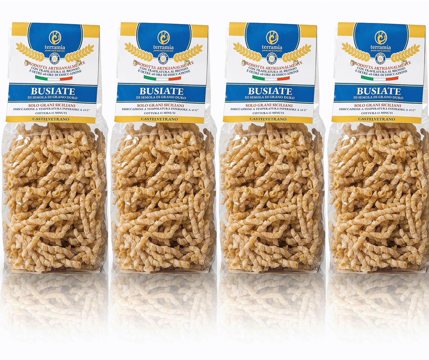 Busiata Nudeln, 12 Packungen à 500 g, 3 Weizensorten | 4 Packungen Hartweizen| 4 Packungen Tumminia-Weizen| 4 Packungen Russello-Weizen