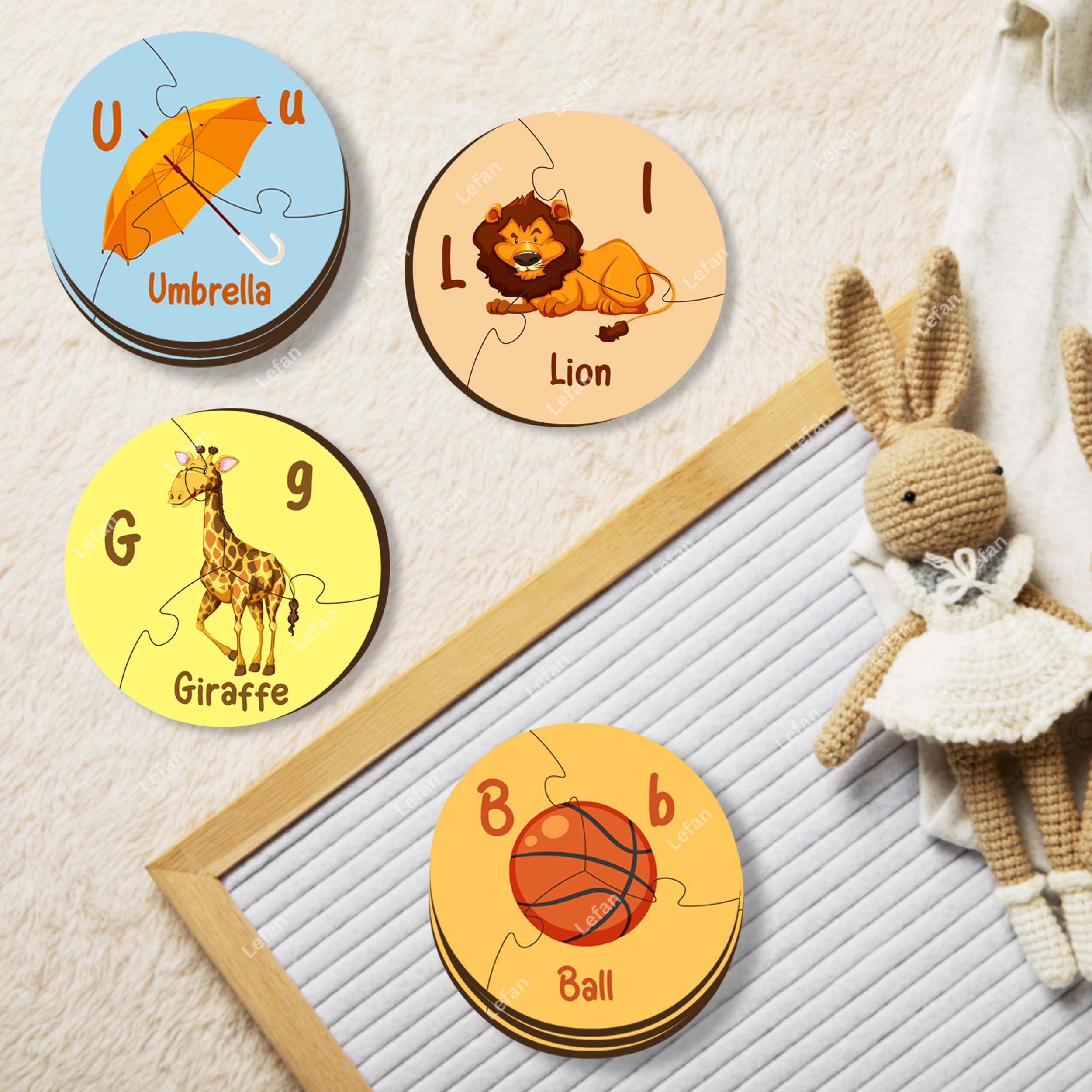 Lefan Round Alphabet Jigsaw Puzzle for Kids Educational ABC Learning Toy 26 Piece Circular Puzzle Preschool Montessori Game Colorful Wooden Letters Toddlers Age 2 3 4 5 Years - Image 8 thumbnail