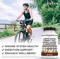 Vista 7 de Suplemento de Hongo Mane de León con Cola de Turquía, Reishi, Cordyceps, Chaga con Raíz de Malvavisco - 1 Paquete