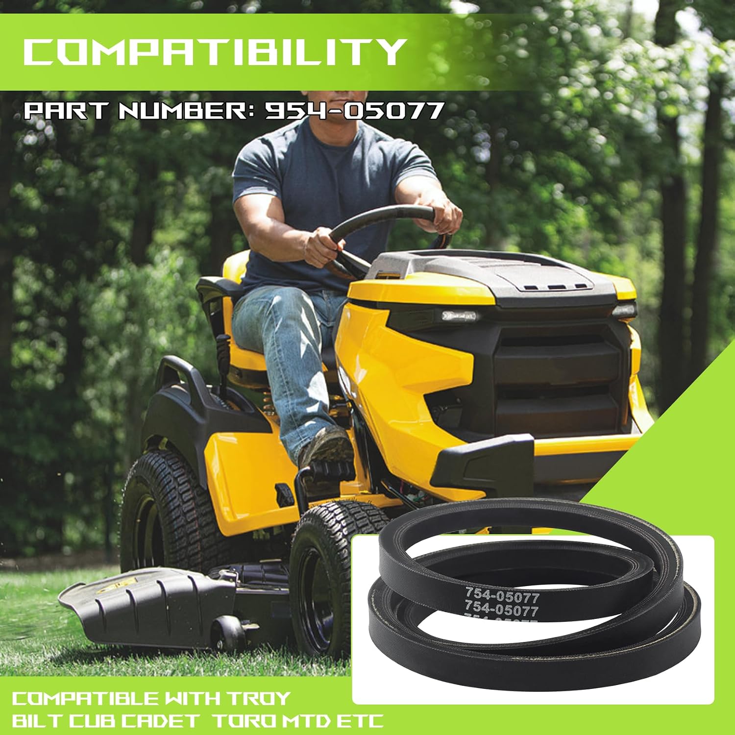 954-05077 V-Belt 4L x 44.6" Compatible with CUB Cadet ST100, ST200 Trimmer Base,Used to Replace Part Numbers for CUB Cadet Belts 754-05077, Trimmer Base V-Belt