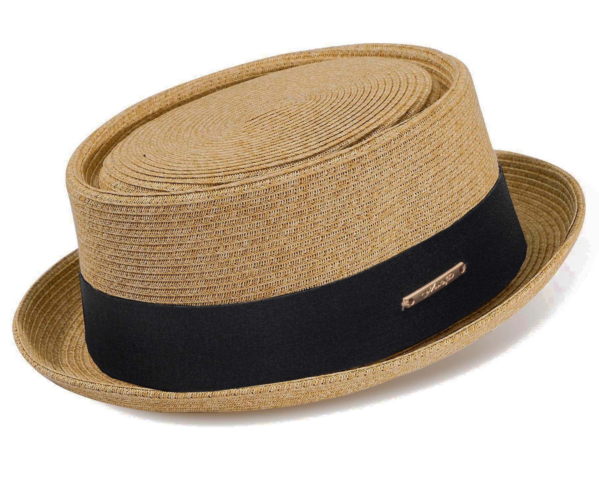 Sombrero de paja para el sol de los años 20 con parte superior plana, sombrero estilo fedora para hombre, mujer, unisex