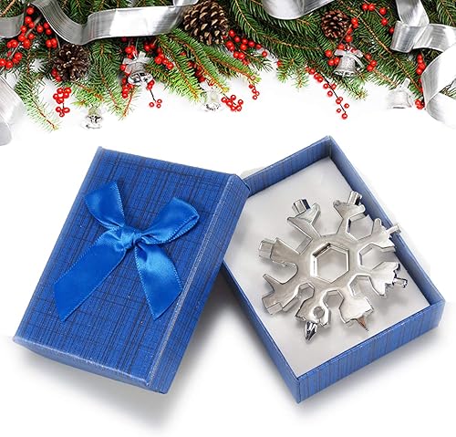 Miniatura 7 de Yiflin - Multiherramienta 18 en 1 en forma de copo de nieve de acero inoxidable, destapador, kit de destornillador plano Phillips, llave inglesa,