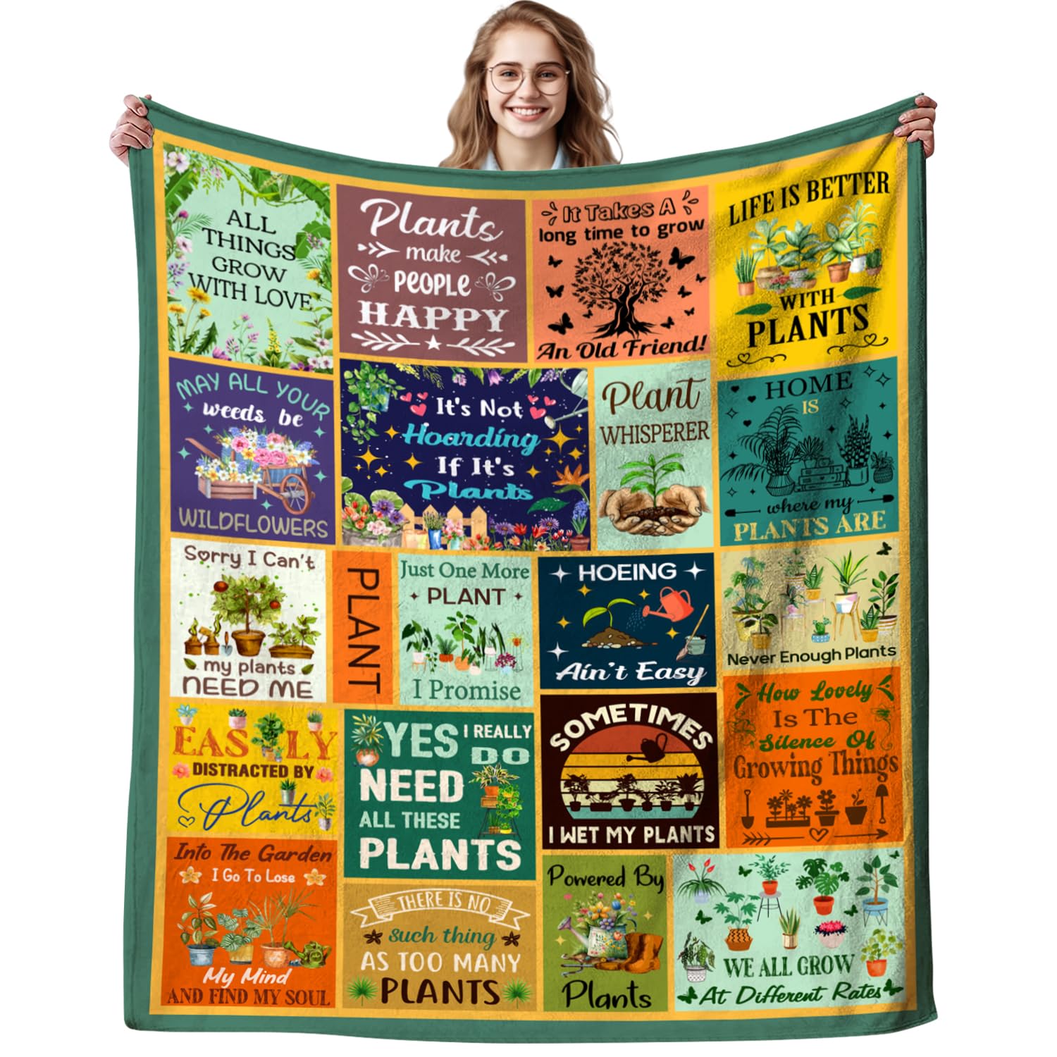 XeaGiasy Plant Blanket Gifts for Plant Lovers Flannel Plants Throw Blankets Gardening Gifts for Women Gardeners Mothers Day for Mom Unique Plants Themed Gift 50"X40"
