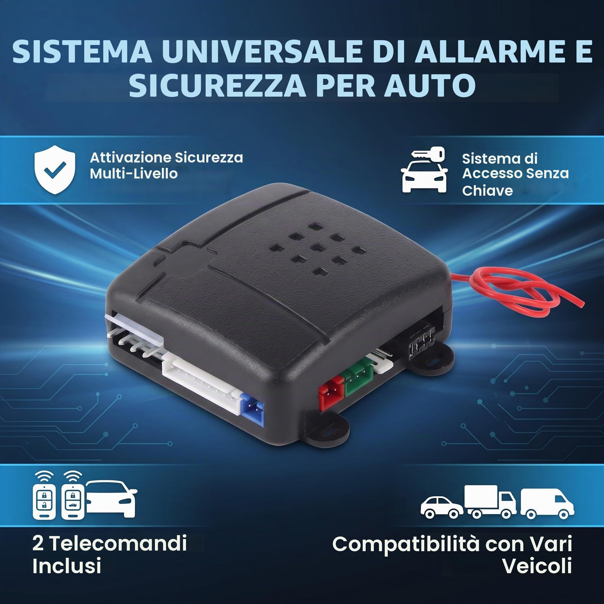 di Sicurezza Allarme per Auto, di Allarme Universale di Protezione di Sicurezza di Ingresso Senza Chiave per Auto con 2 Telecomandi Allarme