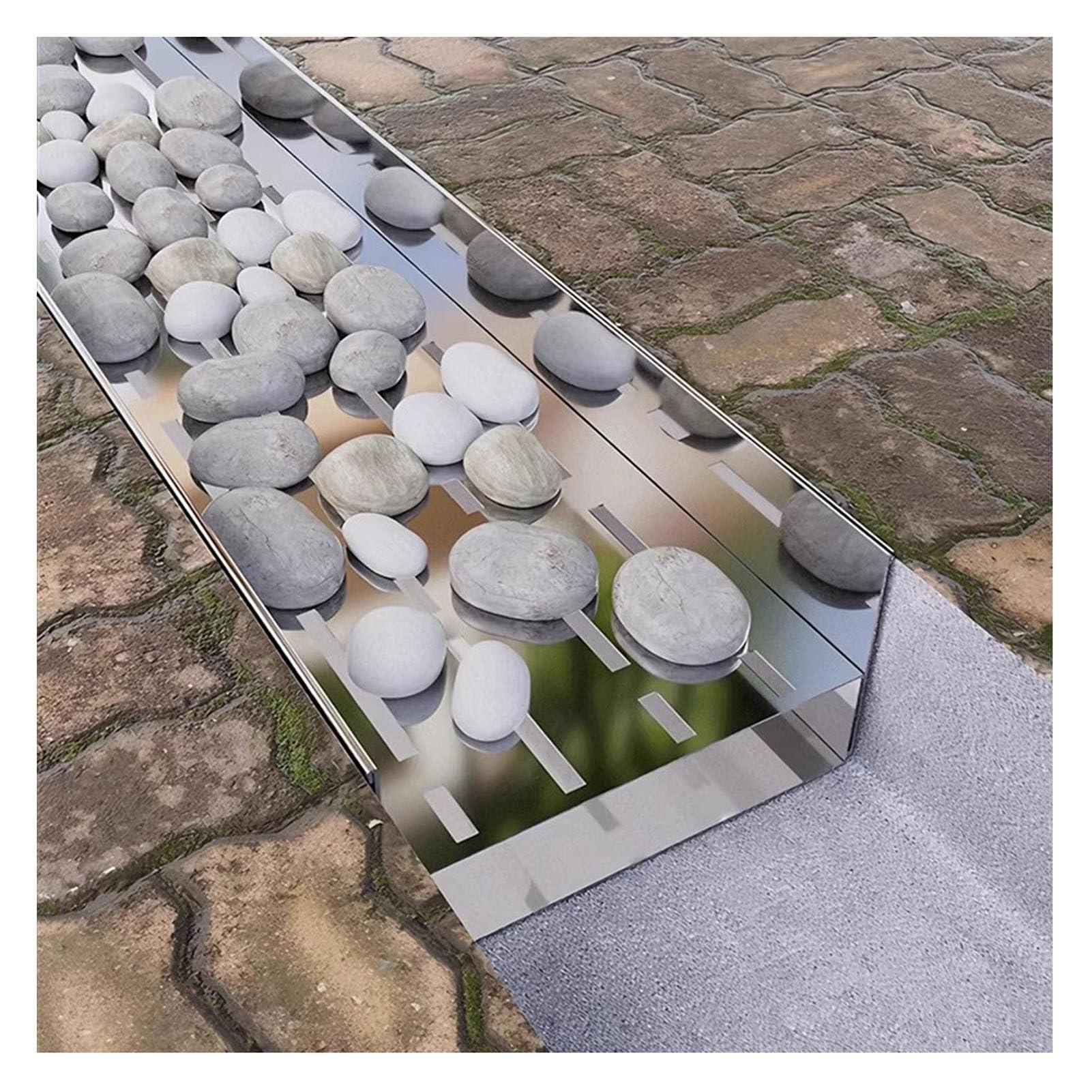 GJZQDKX Patio Drainage Channels with Grates Slim Stainless Steel Rainwater Drainage for Outdoors Narrow Drainage Ditch for Commercial Use (100x6.5x6.5cm/39.4x2.56x2.56in)
